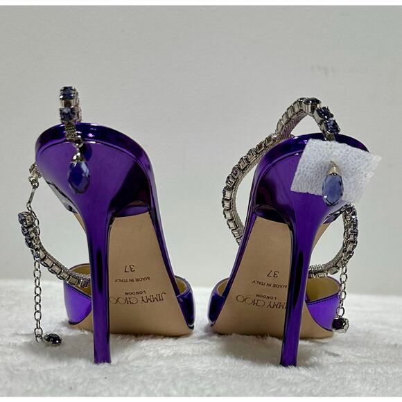 Jimmy Choo Women Saeda 100 Pumps in Viola leather - Picture 8 of 8